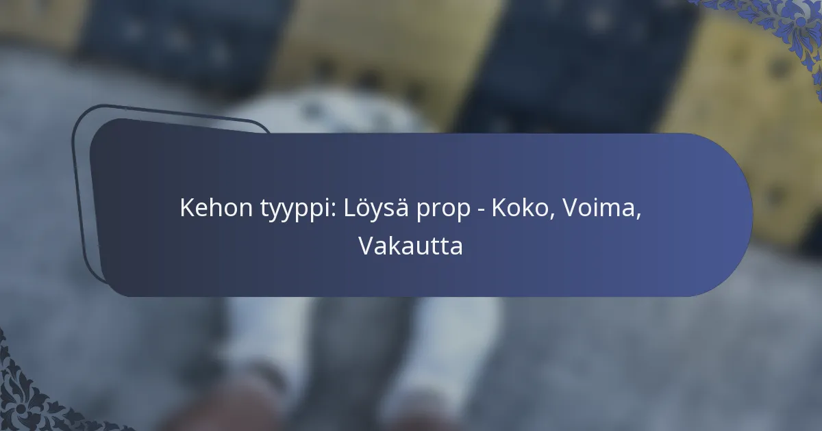 Kehon tyyppi: Löysä prop – Koko, Voima, Vakautta